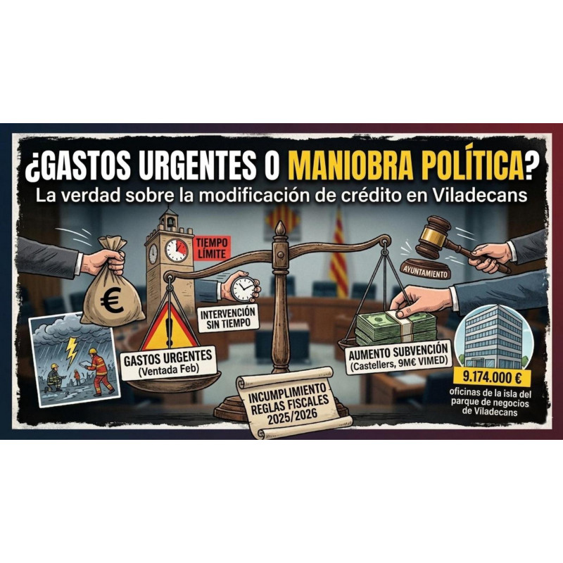 Una modificación de crédito no debería tramitarse con prisas ni mezclando conceptos