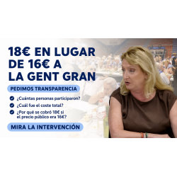 Pedimos explicaciones por el cobro de 18€ a la Gent Gran
